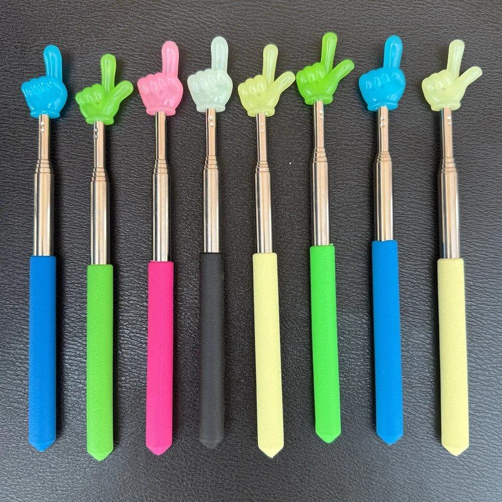 Stainless Steel Teaching Pointer Telescopic Rod Luminous Finger Reading Sticks Finger Design Teaching Stick Teachers