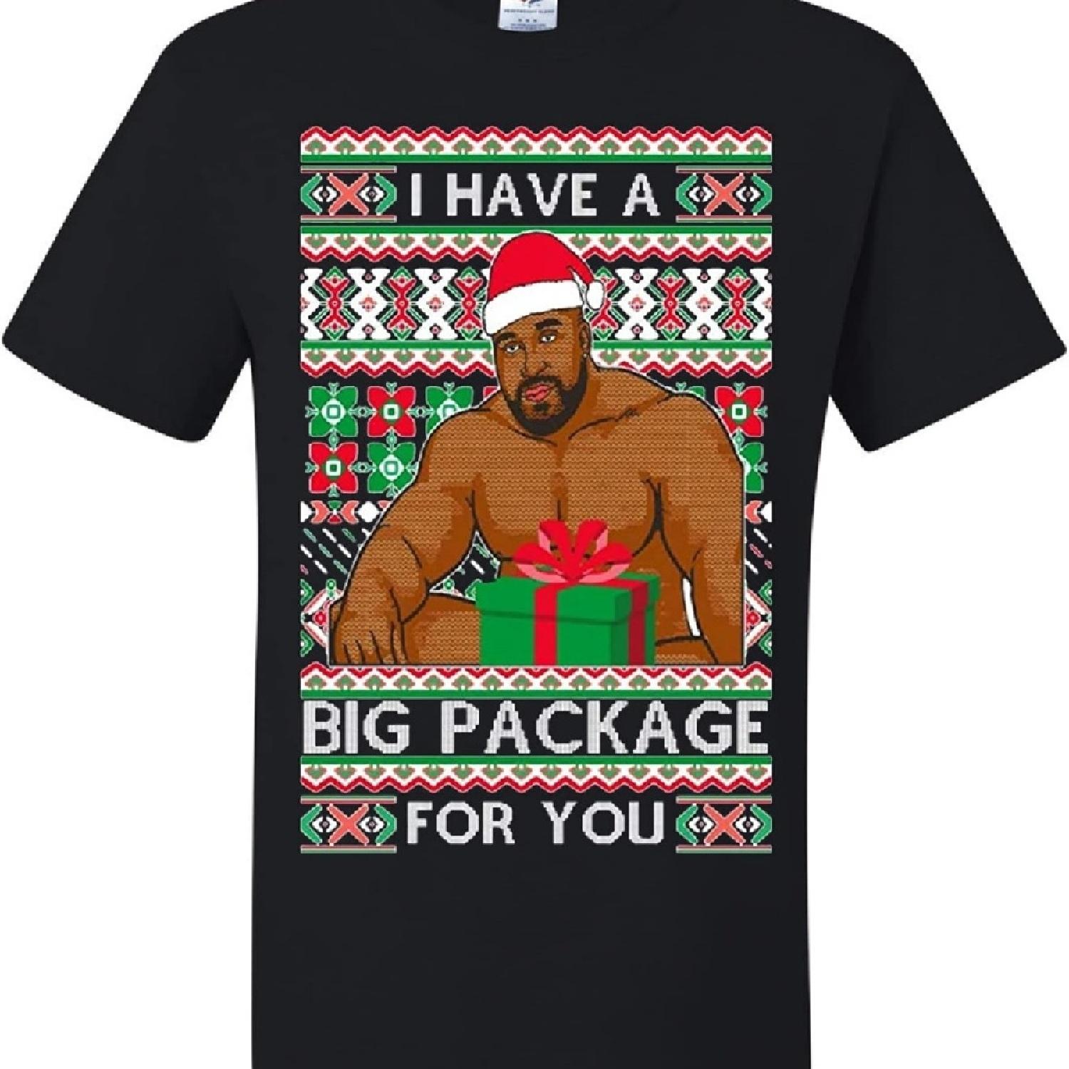 

I Have a Big Package Meme Barry Wood Ugly Christmas T-Shirts XXXXXL чорний