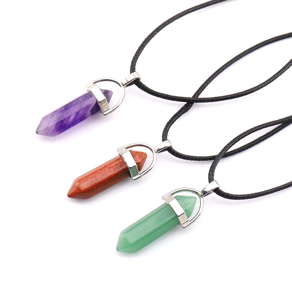Handmade Amethyst & Rose Quartz Hexagonal Pendant Necklace N760