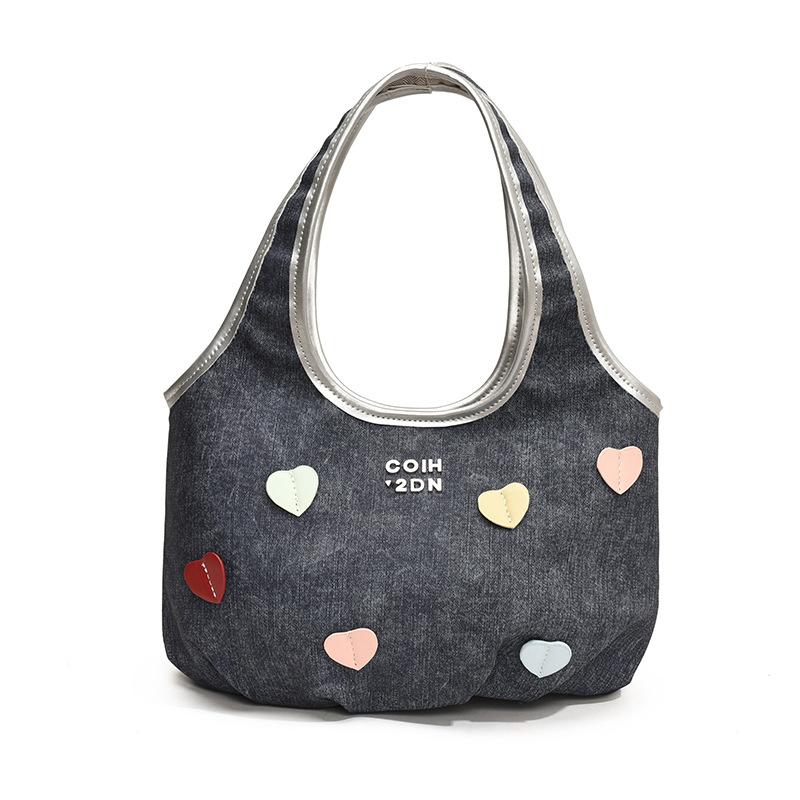 Hot Sale Niche Contrast Color Love Underarm Tote Bag Female Student Commuter Casual Versatile Shoulder Bag