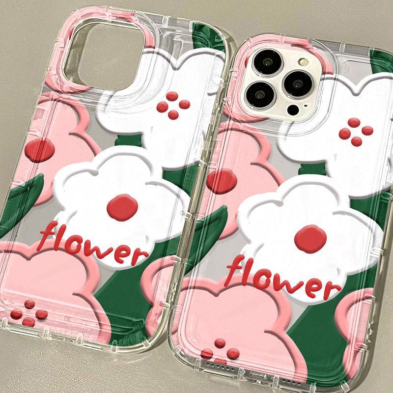 Simple Oil Painting Flower Suitable for iPhone17 Airbag Mobile Phone Case 16Pro Niche X Apple 14 All-inclusive 15/13