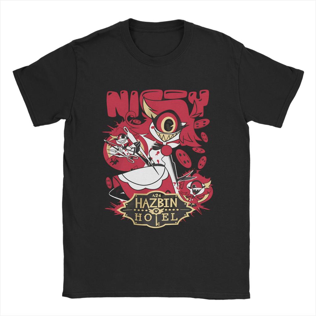 Hazbins Hotel T-Shirts Men  Leisure Cotton Tees Crewneck Short Sleeve T Shirts Summer Clothing