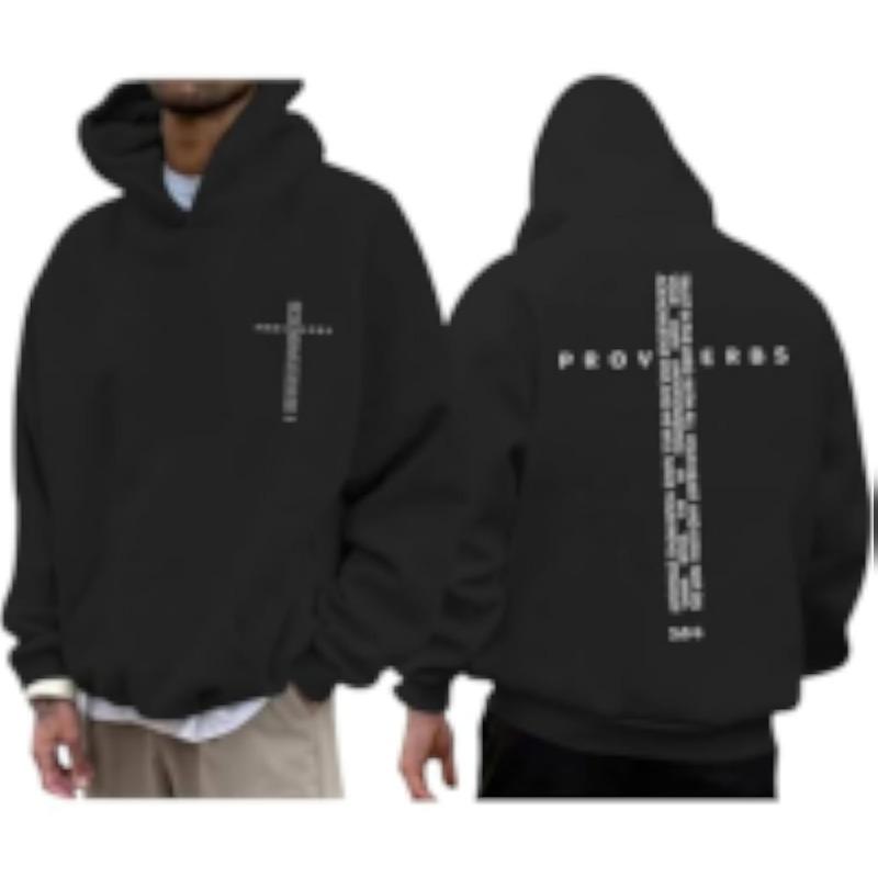 Men's Christian Hoodie Inspirational Religious Cross Sweatshirt Vintage Bible Verse Graphic Hoodie Pullover