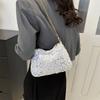 Black And White Sparkly Underarm Bag Women 2024 New Spring Nightclub Chain Small Square Bag Street Fashion