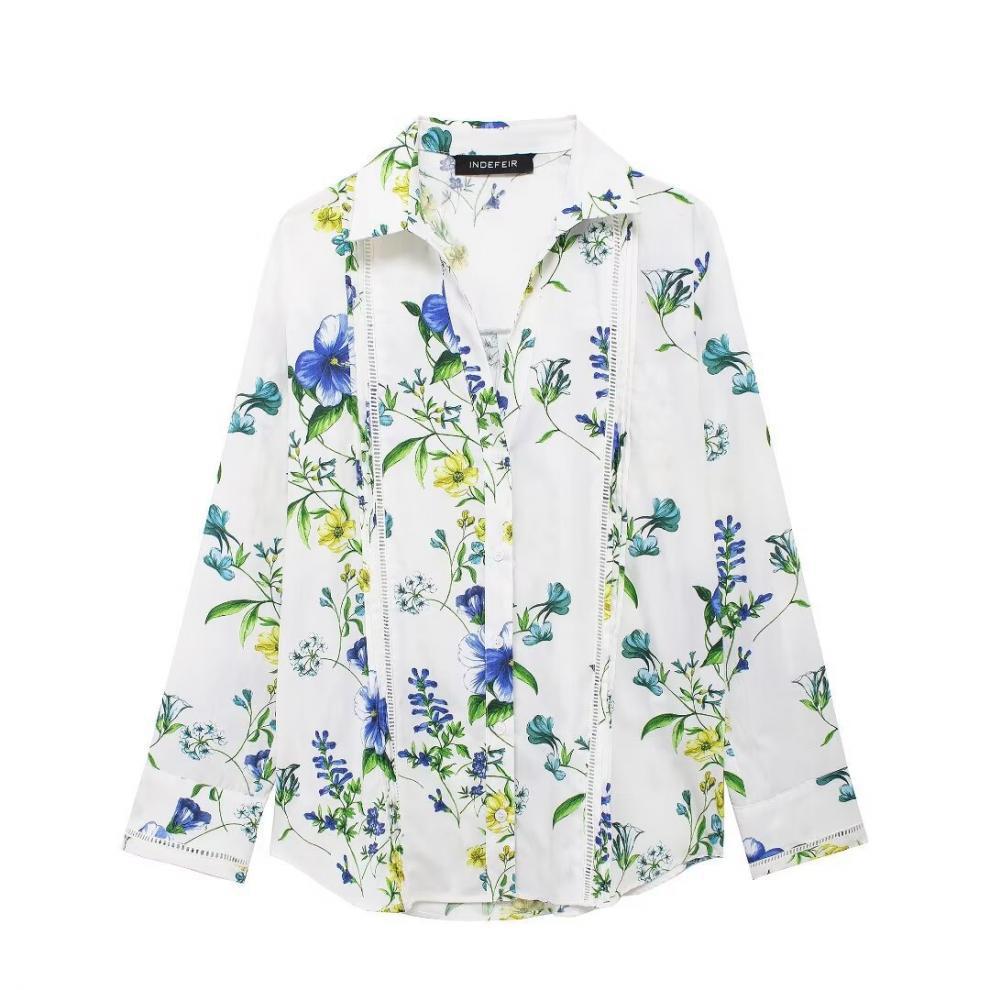 Summer European & American Women's Casual Floral Print Shirt - Street Fashion Style 