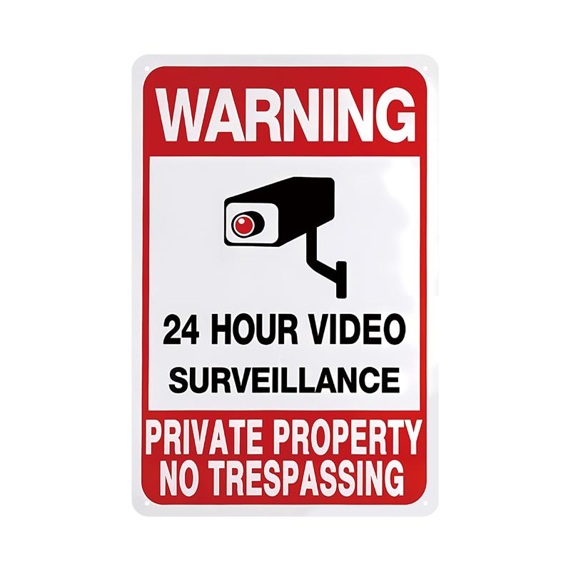 Vintage Tin Sign Retro Warning Metal Sign Video Surveillance Signs No Trespassing Sign Poster For Garage Home Man Cave Wall Deco