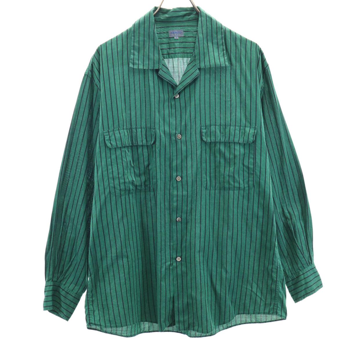 

KENZO 90s Made in Japan Old Striped Pattern Long sleeve Open collar shirt Men s Used