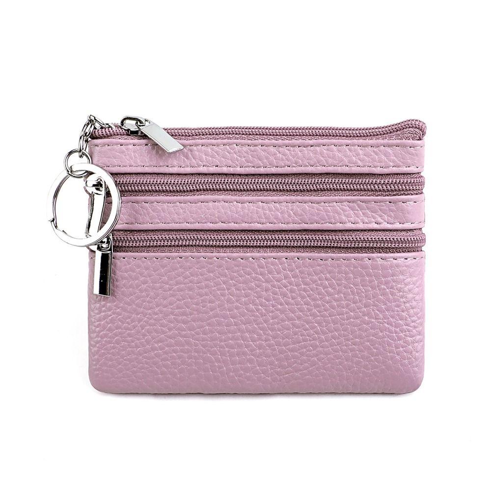 PU Leather Key Ring Waterproof Pocket Purse Money Coin Purse Zipper Wear-resistant Credit Card Holder
