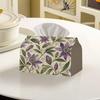 2D Flat, 1pc 2Dflat Purple Passionflower Retro Style Suitable for Living Room Bedroom Study Tissue Box, Polyester Material