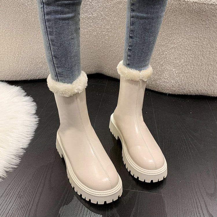 

Winter Women Warm Plush Ankle Boots Comfort Non Slip Big Size Shoes Concise Cotton Short Botas De Mujer 41EU/CN42