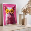 Barevná sada zvířecího nástěnného umění, Pop Art tisky, Vtipné plakáty želvy, mývala a prasete, Bubble Gum Art, Odvážná moderní triptychová dekorace