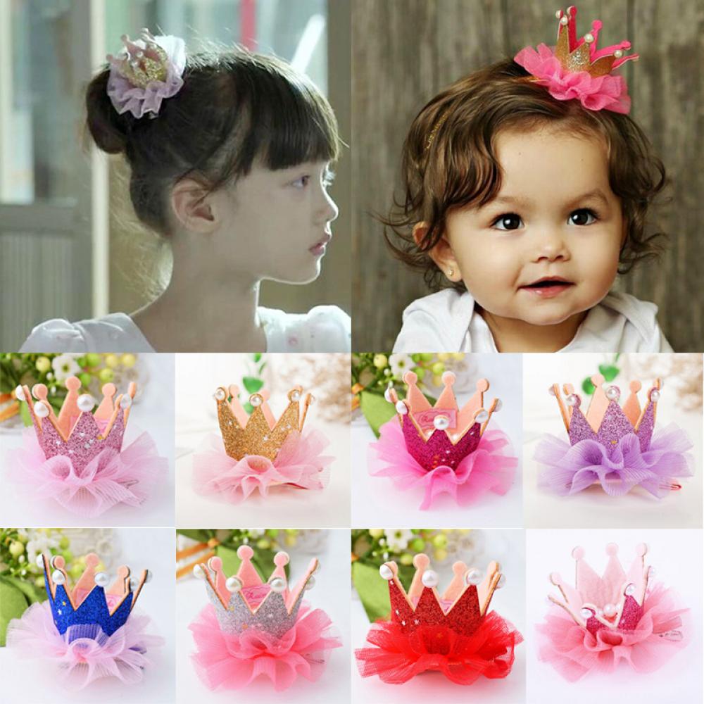 

Заколка для волос с блестками и стразами и жемчугом, заколка-корона