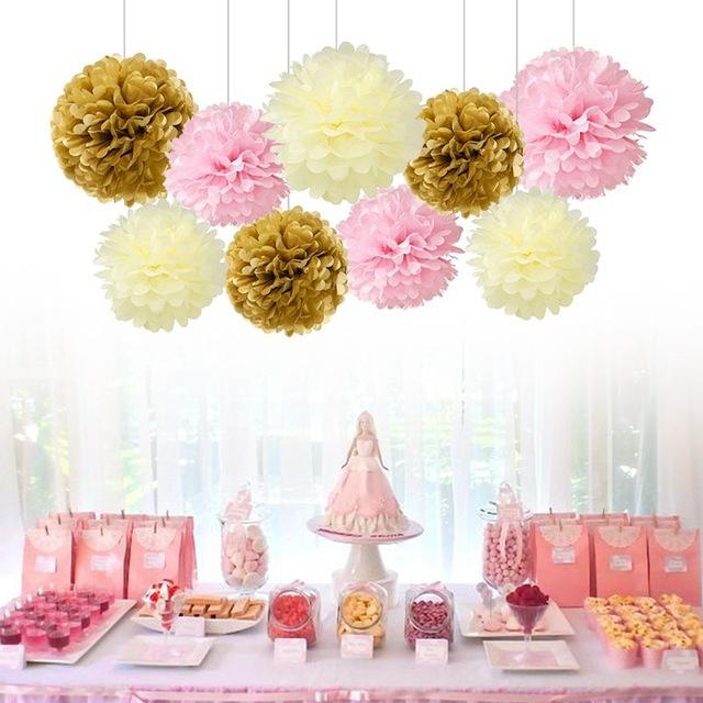 9pcs, Paper Pom Poms Flowers For Christmas, Halloween, Wedding, Bridal Shower, Birthday, Bachelorette Party Decor Supplies