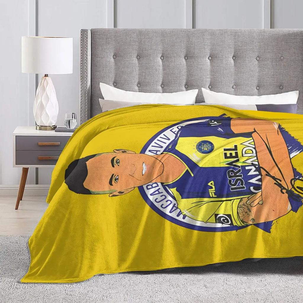 Maccabi Tel Aviv Koc Polarowy na Cały Sezon Koc Rzutowy Ultra Miękki Koc Flanelowy Drukowany Cyfrowo Premium Puszysty Mikrofibra Polar