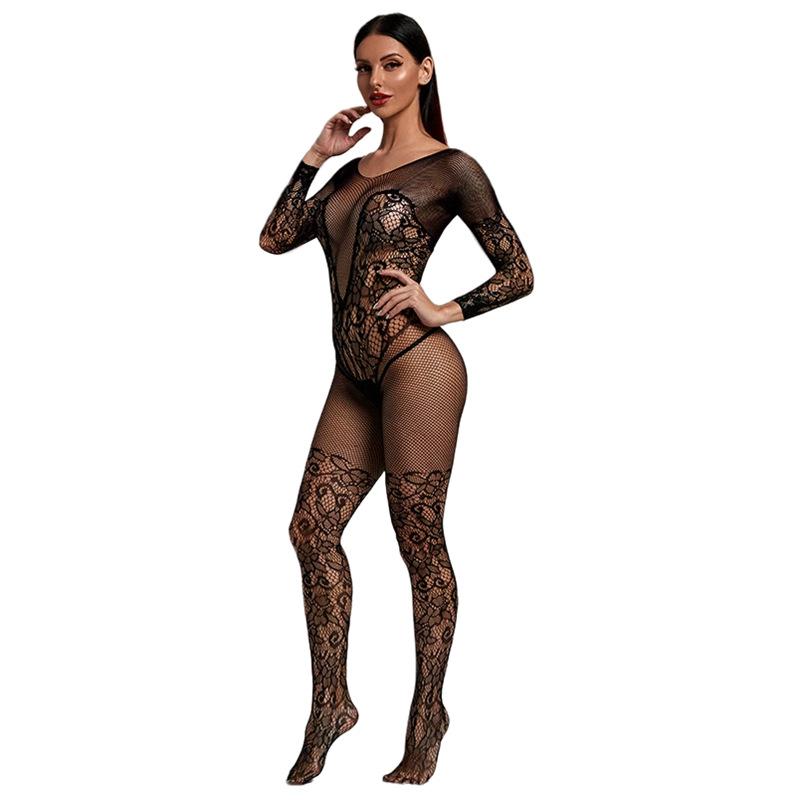 Sexy Long Sleeve V Neck Fishnet Body Stockings Lingerie Plus Size Women Bodystocking Underwear Sexy Clothes