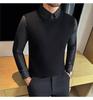 2025 Men's Winter Plus Velvet Warm Sweater Slim Fit Business Trendy Two-Piece Layer Shirt