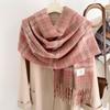 Women’s Red Plaid Tassel Scarf – Thick, Double-Sided Winter Shawl and Neck Warmer for Christmas