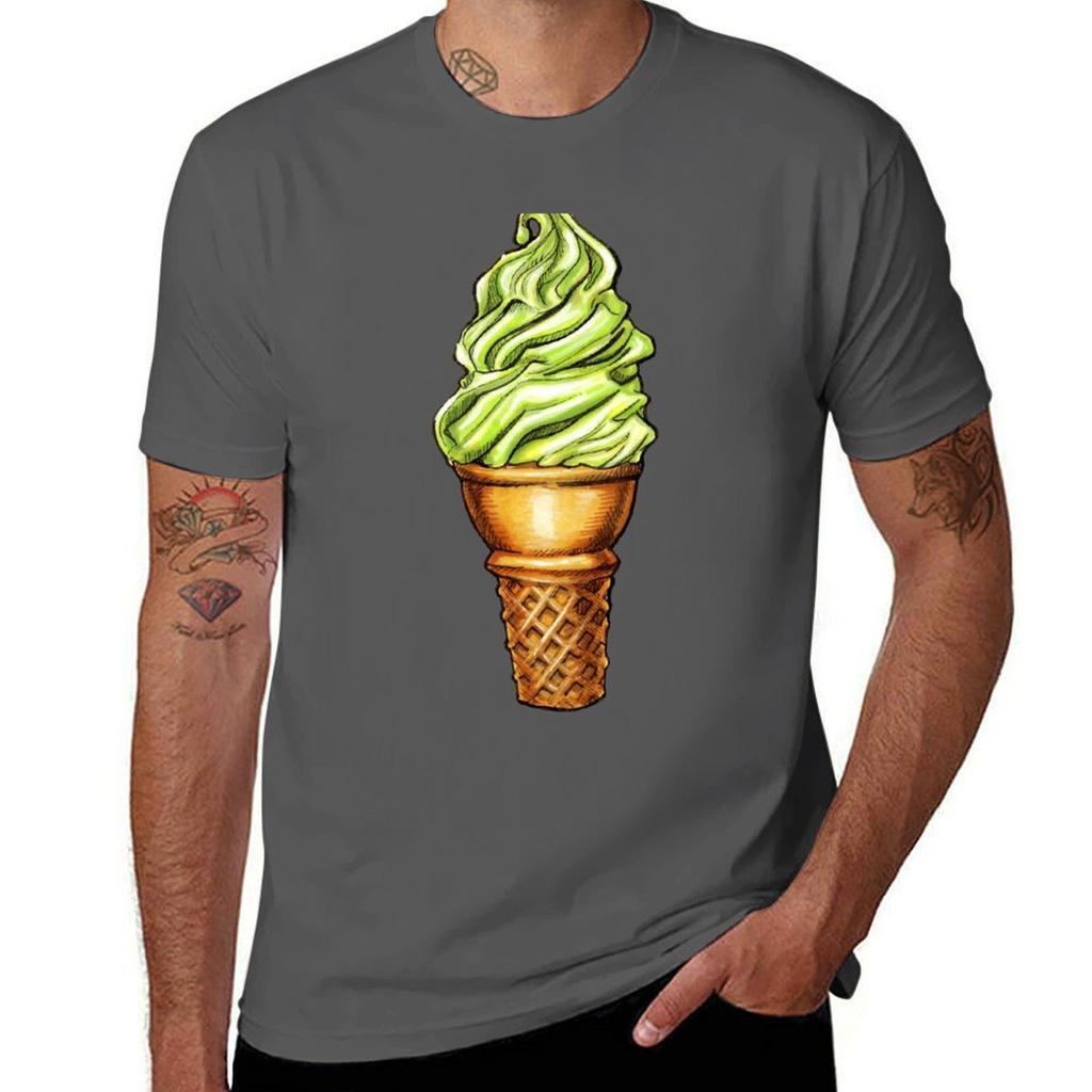 Pistachio Ice Cream Pattern T-Shirt Fitness Training Breathable Tee