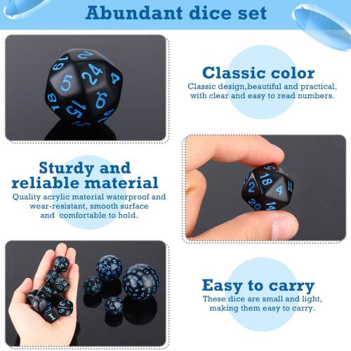Civaner 15-Piece Polyhedral Dice Set, D3-D100 Spherical RPG Dice Set, Opaque Black, for Role-Playing Tabletop Games and Party Supplies, 100 Sides (Bla