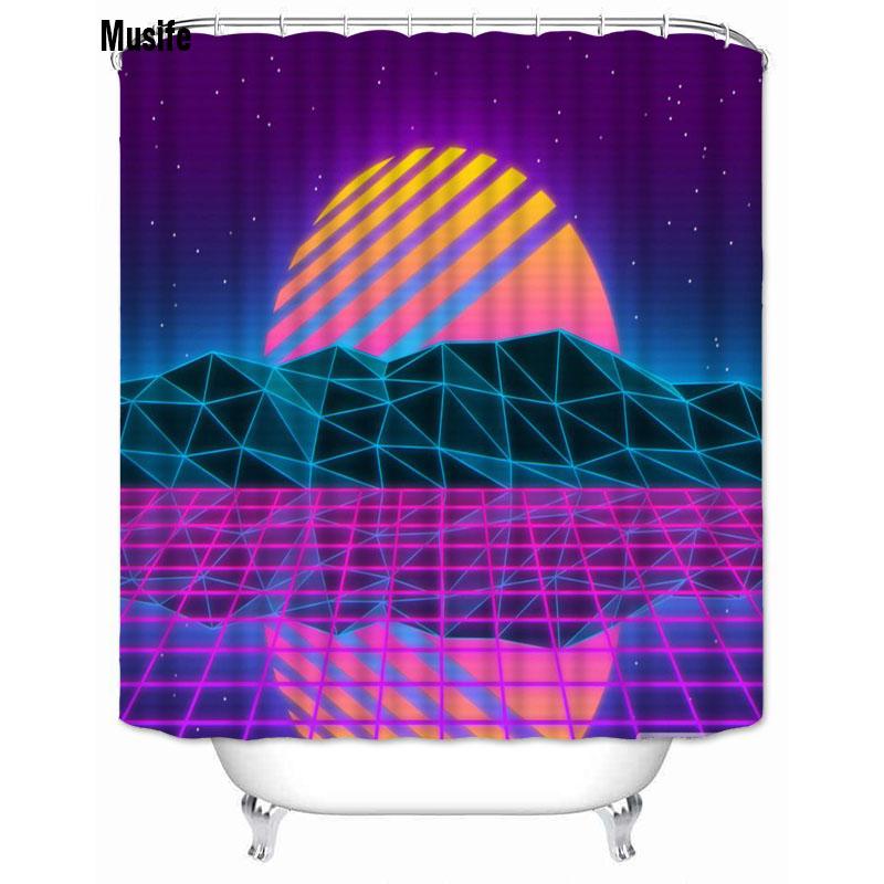 

Musife Custom High Quality Vaporwave Shower Curtain Waterproof Bathroom Polyester Fabric Bathroom Curtain W60H190(CM)-1 Pcs