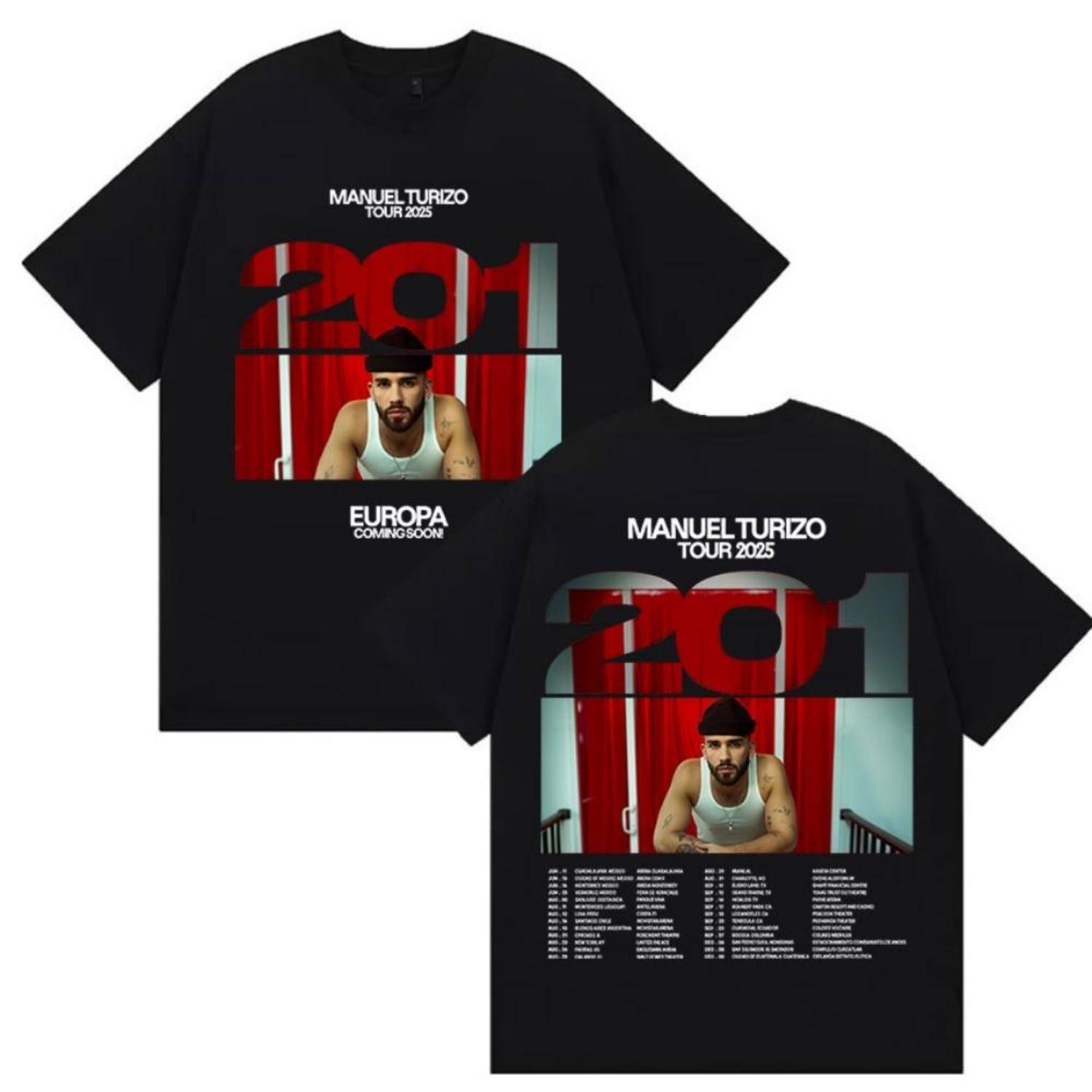 

Rapper Manuel Turizo Tour 2025 Graphic TShirt Mens Hip Hop Loose Short Sleeve T Shirt Vintage Oversized Cotton Tees Streetwear XXXXXL чорний