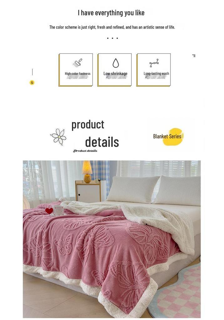 Plush Lambswool Butterfly Flower Multifunction Blanket