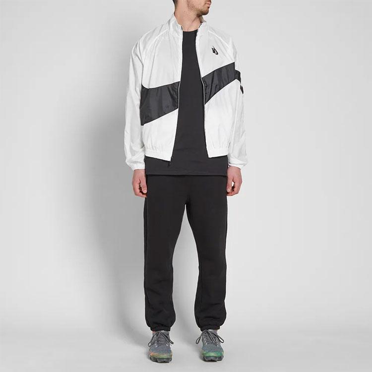 Nike Lab Heritage Stand Collar Zip Jacket With Large Swoosh Men Jackets White Black AA1569-100
