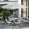 Outdoor Patio & Balcony Dining Chair Set - Wrought Iron & Rattan Backrest Chairs
