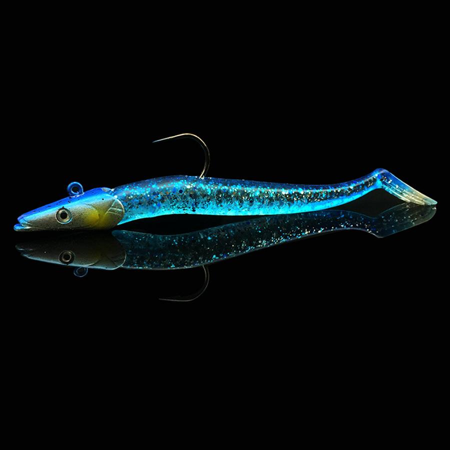 Zacht Kunstaas Glow Crazy Fish Zandworm Wobbler Lokaas met Jigkop Haak Siliconen Zeebaars Snoek Cana Rotsvissen Tandvis Vinyl Vissen 260319