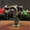 Solid Brass Hippocampus Figurines Vintage Sea Animal Small Statue Desktop Ornaments Office Decorations Crafts Accessories Gifts