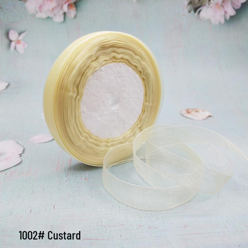 Cinta de Hilo de Nieve Transparente de 1,2 cm para Manualidades: Ganchillo, Accesorios para el Cabello, Lazos, Regalos, Empaque para Pasteles y Cajas, Cinta de Seda