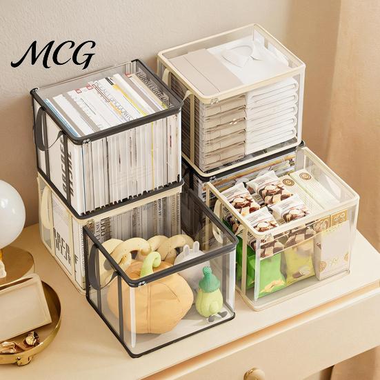 Stationery Storage Bag Clothes Bag, Transparent Large Capacity Book Organizer, with Zipper Desktop Solution And Handle Design, Portable for