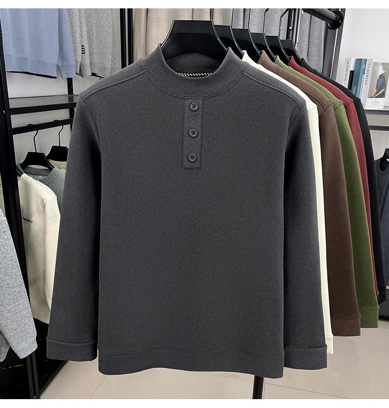Winter 2025 Herren Plus Samt Verdicktes Sweatshirt - Halbhoher Kragen, Rundhals, Lässige Warme Basisschicht.