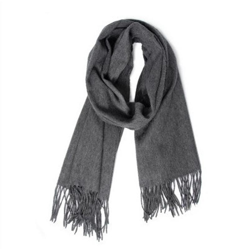

Шерстяные шарфы Зимние мягкие теплые кашемировые шаль Утолщенные длинные кисточки шаль Теплый шарф Однотонный женский мужской шарф темно серый