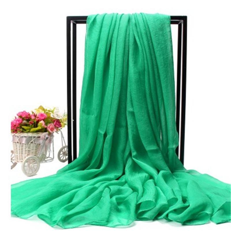 Extra Large Imitation Silk Scarf Solid Color Silk Scarf Seaside Beach Towel Long Spring and Autumn Women's Gauze Scarf Chiffon Scarf Women
