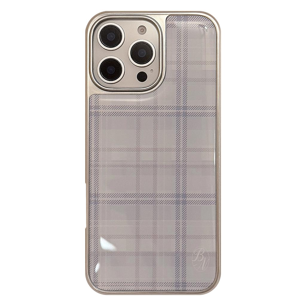 Blue Plaid for 16 for Apple 17promax Phone Case for IPhone 14 Drop Glue 13 Korean 15 Electroplating for Huawei