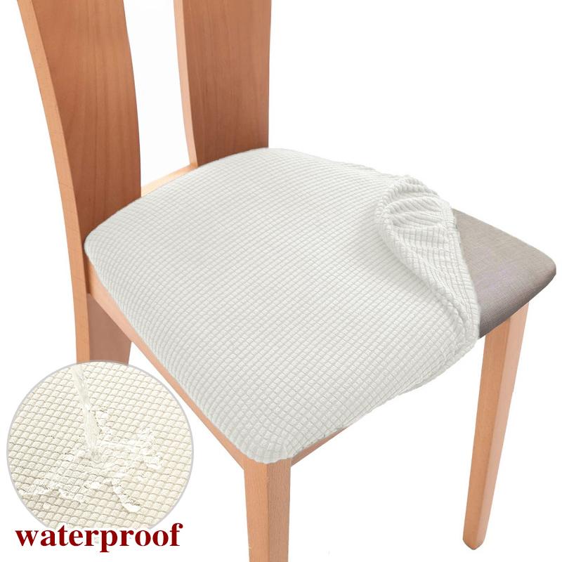 Waterproof Jacquard Chair Cover For Dining Room Thick Fabric Chair Slipcover Protector Washable Seat Cover For El Banquet 1Pc