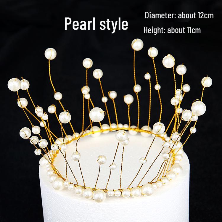 Pearl Crown Bride Cake Topper for Valentine's, Birthday, and Wedding Decor