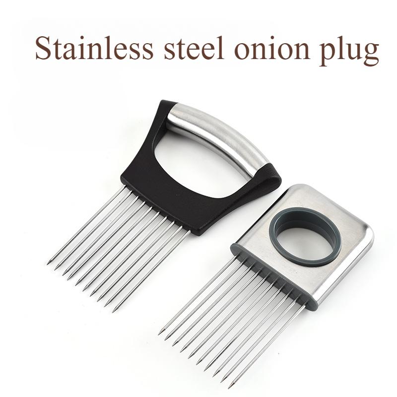 Stainless Steel Onion Slicer Holder for Slicing Vegetable Fruit Slicer Storage of Onions and Vegetables Garlic Press Gadgets