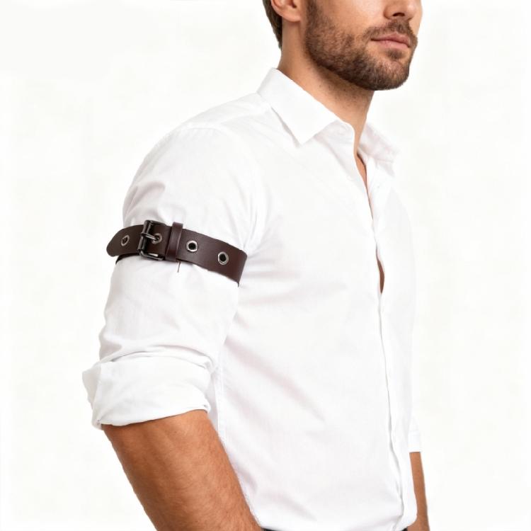 Portamaniche per Camicia Bracciale in PU per Camicia Unisex Fermamaniche per Camicia Cinghie Regolabili per Braccio Camicia