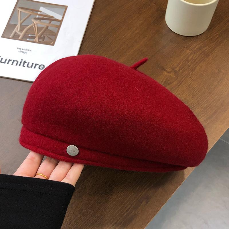 Beret autumn and winter face little girl painter hat versatile classic British retro newsboy hat