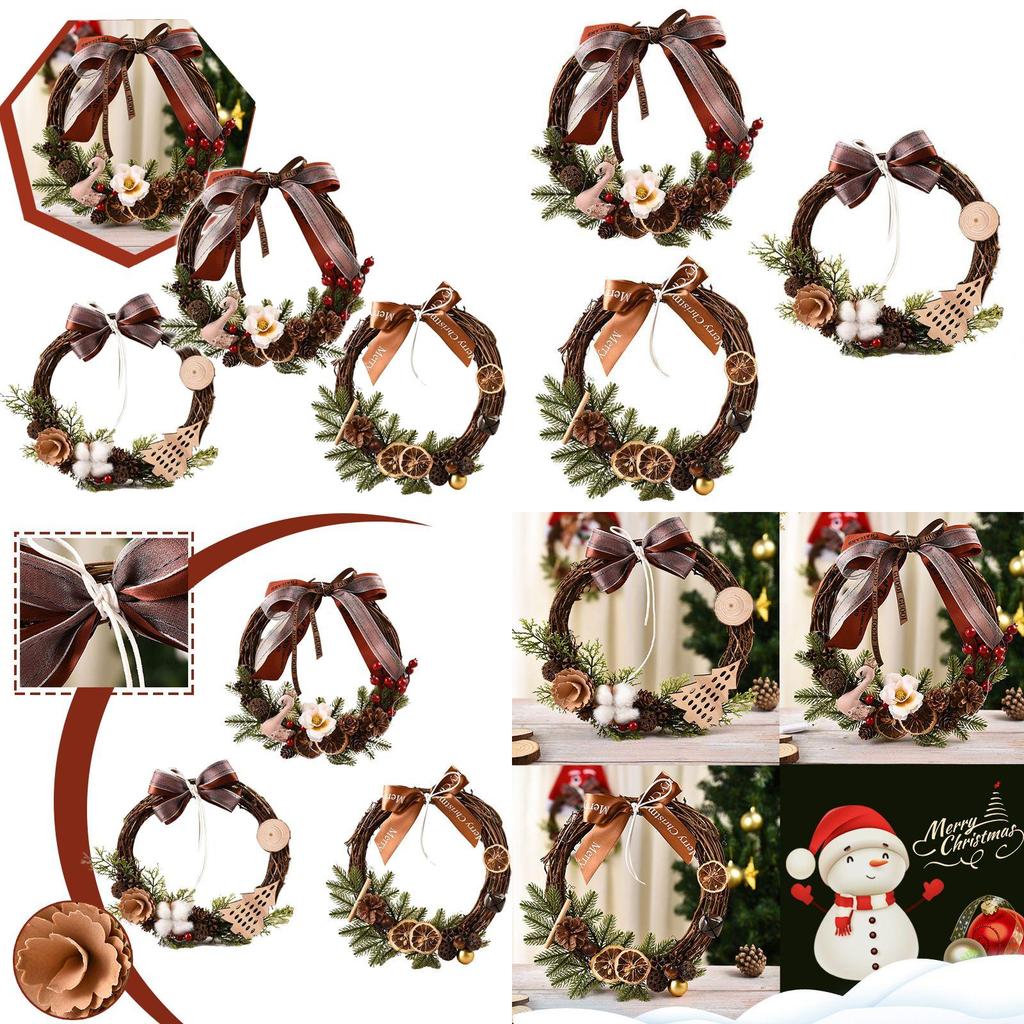 Stunning Christmas Rattan Wreath Garland For Front Door And Wall Decor With Pinecones