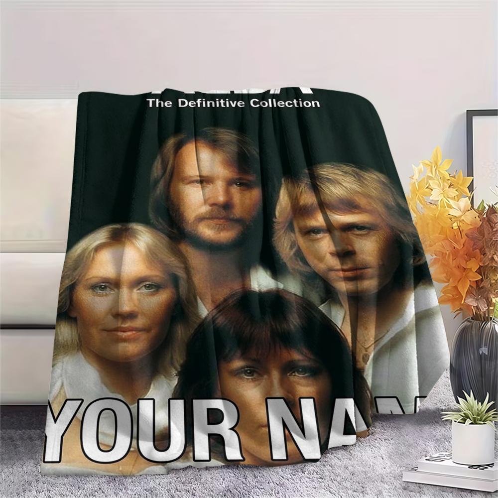 1PC Custom Name ABBA Patterned Flannel Blanket Suitable For All Seasons for Home Decor Warmth and Comfort Gifts Holiday Present