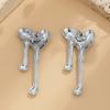 1 Pair Women Earrings Liquid Magma Metal Heart Drop Earrings Geometric Irregular Pleated Earrings Fashion Accessories