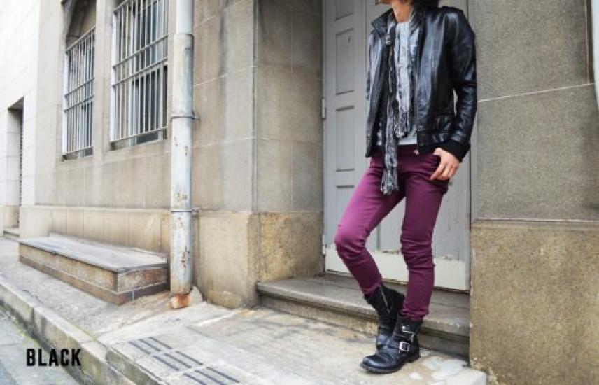 Gino Engineer Short Drape Size Ze319 BK Boots, Boots, Black, 28cm,