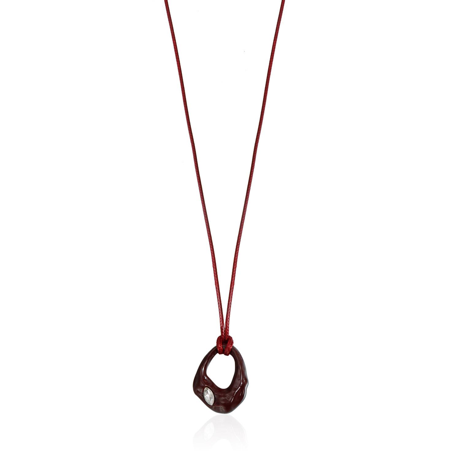 Exaggerated large love oval leather rope necklace niche sweater chain necklace