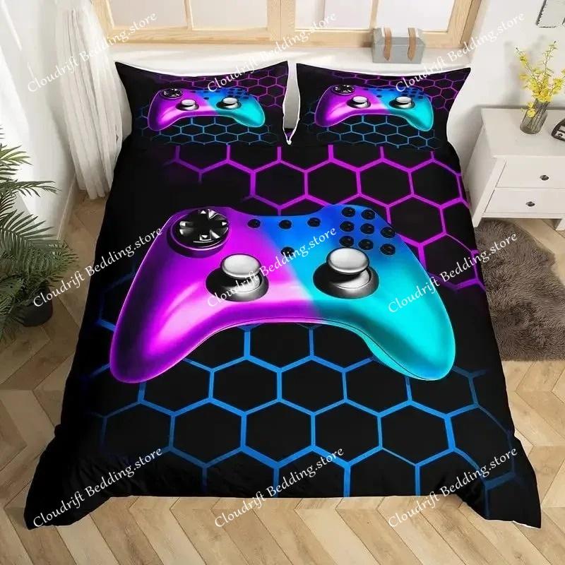 Geometric Duvet Cover Multicolor Honeycomb Hexagon Bedding Set Geometric Theme Metal Texture Streamline Polyester Qulit Cover