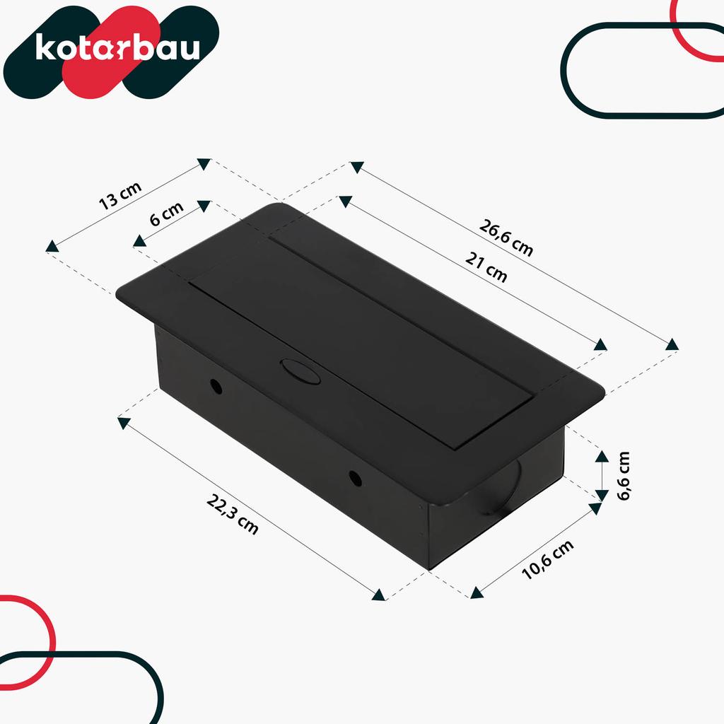 KOTARBAU® Recessed Countertop Socket KOMBIBOX 2 Sockets 230V + USB A+C