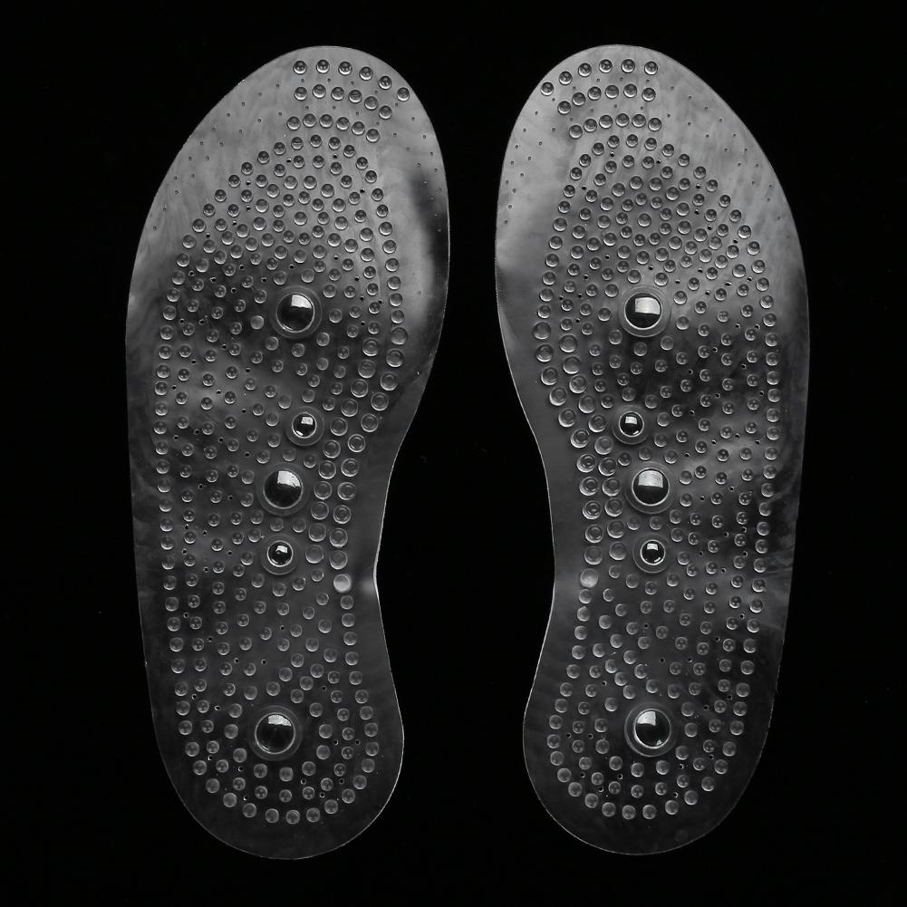 1 Pair Magnetic Therapy Health Transparent Silicone Anti Fatigue Massage Insole Pads (L)
