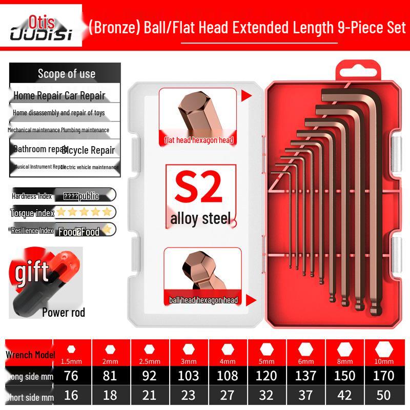 Torx Hex Key Set: 6-Point Screwdriver & Wrench Set with Extended Ball and Flat Head